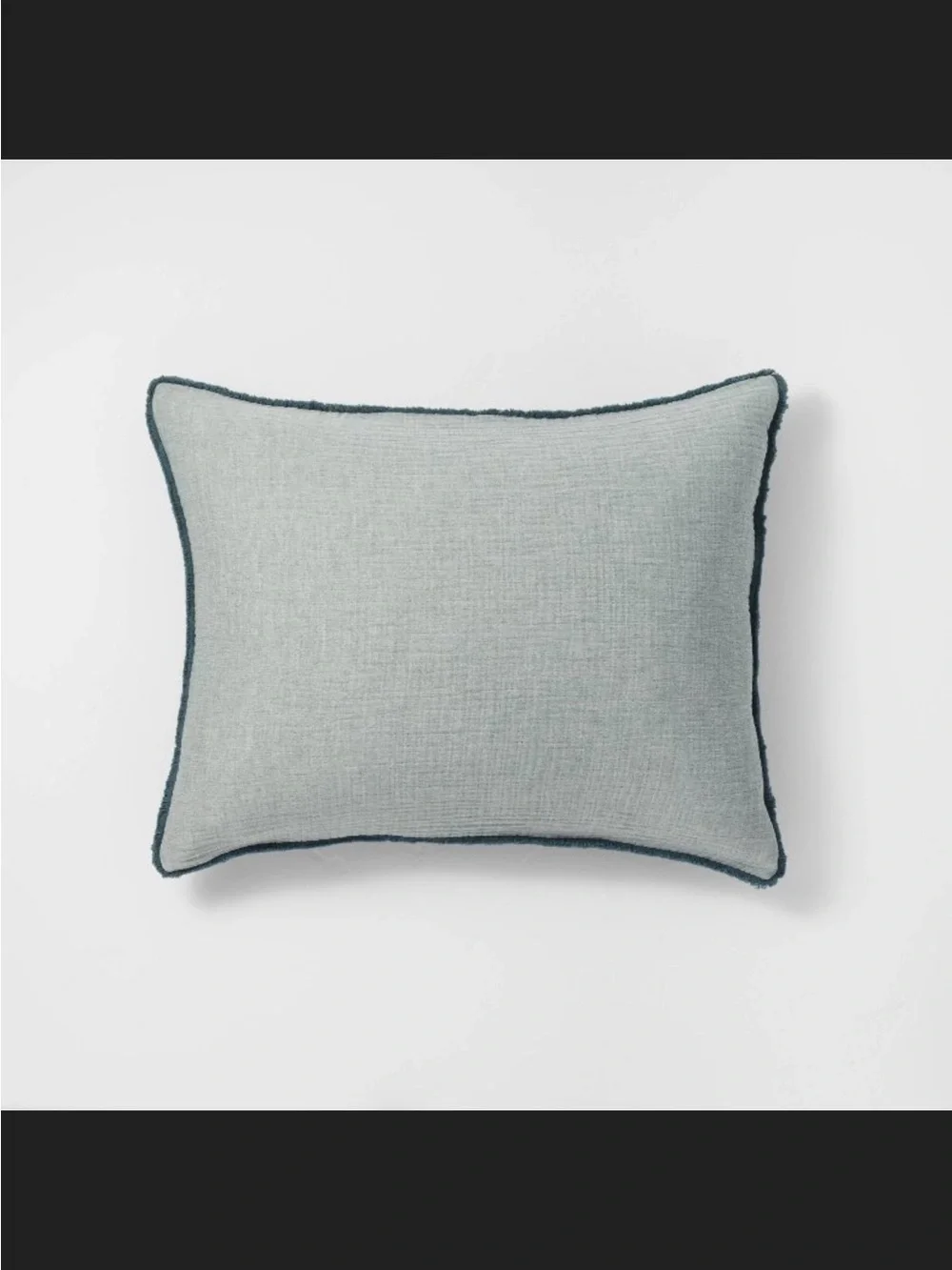 Reversible King Textured Chambray Cotton Pillow Sham Dark Teal Blue - Casaluna